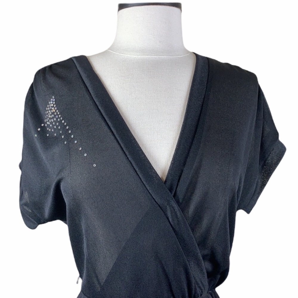 Black vintage 1970s sheer disco dress s/m